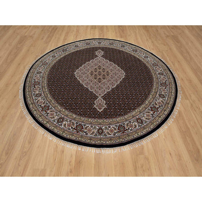Traditional Wool Hand Knotted Rug Black 8.0X8.0  -O091041