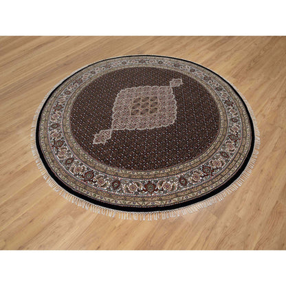 Traditional Wool Hand Knotted Rug Black 8.0X8.0  -O091041