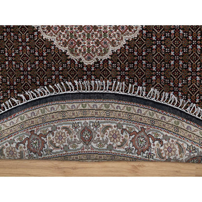 Traditional Wool Hand Knotted Rug Black 8.0X8.0  -O091041