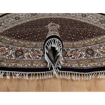 Traditional Wool Hand Knotted Rug Black 8.0X8.0  -O091041