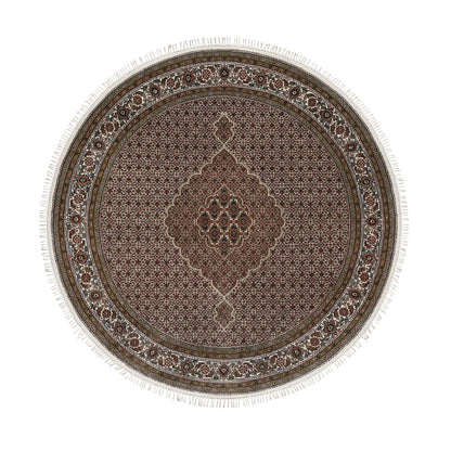 Traditional Wool Hand Knotted Rug Ivory 7.6X7.6  -O091042