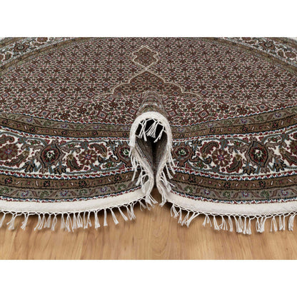 Traditional Wool Hand Knotted Rug Ivory 7.6X7.6  -O091042