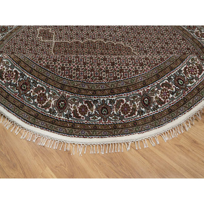 Traditional Wool Hand Knotted Rug Ivory 7.6X7.6  -O091042