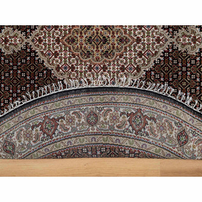 Traditional Wool Hand Knotted Rug Black 6.0X6.0  -O091043
