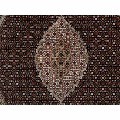 Traditional Wool Hand Knotted Rug Black 6.0X6.0  -O091043