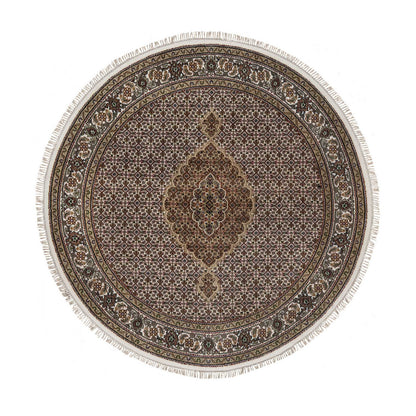 Traditional Wool Hand Knotted Rug Ivory 6.0X6.0  -O091044