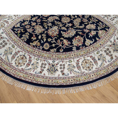 Traditional Wool & Silk Hand Knotted Rug Blue 7.10X7.10  -O091045