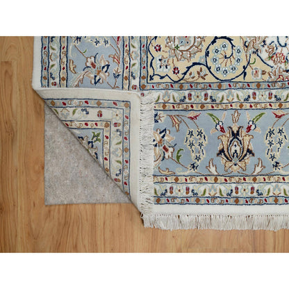 Traditional Wool & Silk Hand Knotted Rug Ivory 7.10X10.3  -O091046