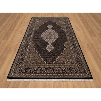 Traditional Wool Hand Knotted Rug Black 5.10X9.2  -O091047
