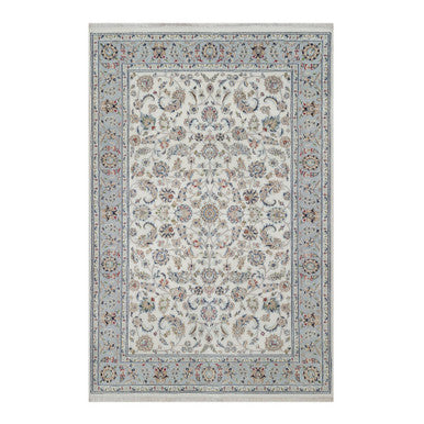 Traditional Wool & Silk Hand Knotted Rug Ivory 6.0X9.0  -O091049
