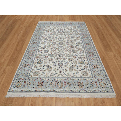 Traditional Wool & Silk Hand Knotted Rug Ivory 6.0X9.0  -O091049