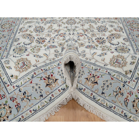 Traditional Wool & Silk Hand Knotted Rug Ivory 6.0X9.0  -O091049