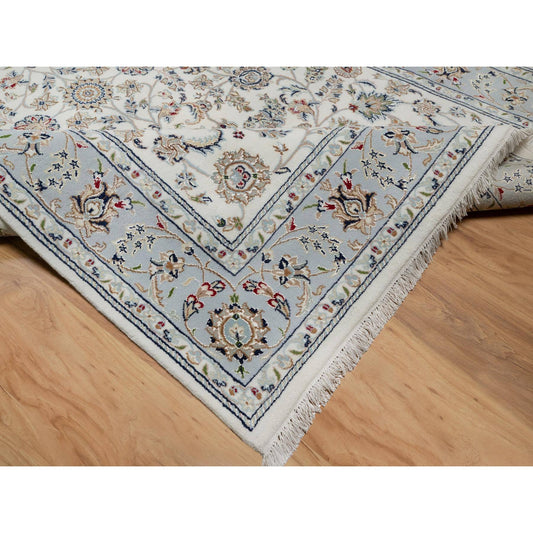 Traditional Wool & Silk Hand Knotted Rug Ivory 6.0X9.0  -O091049