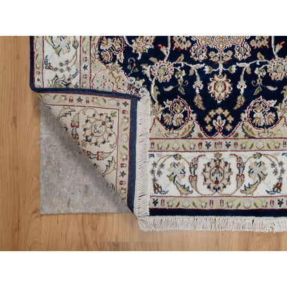 Traditional Wool & Silk Hand Knotted Rug Blue 4.0X4.0  -O091053