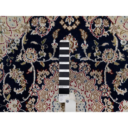 Traditional Wool & Silk Hand Knotted Rug Blue 4.0X4.0  -O091053