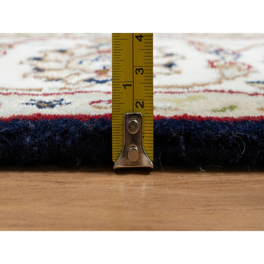 Traditional Wool & Silk Hand Knotted Rug Blue 4.0X4.0  -O091053