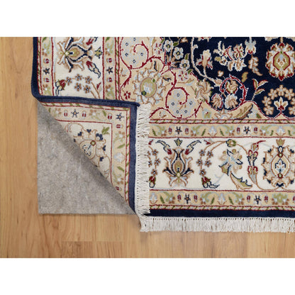 Traditional Wool & Silk Hand Knotted Rug Blue5.0X5.0  -O091054