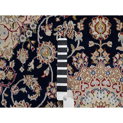 Traditional Wool & Silk Hand Knotted Rug Blue5.0X5.0  -O091054