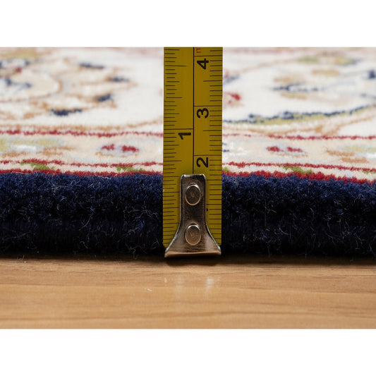 Traditional Wool & Silk Hand Knotted Rug Blue5.0X5.0  -O091054
