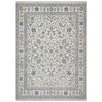 Traditional Wool & Silk Hand Knotted Rug Ivory 9.0X12.1  -O091055