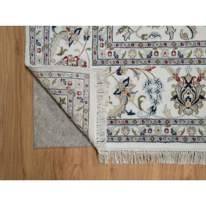 Traditional Wool & Silk Hand Knotted Rug Ivory 9.0X12.1  -O091055