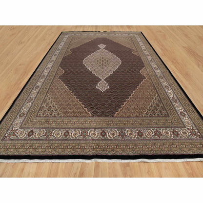 Traditional Wool Hand Knotted Rug Black 11.8X15.2  -O091056