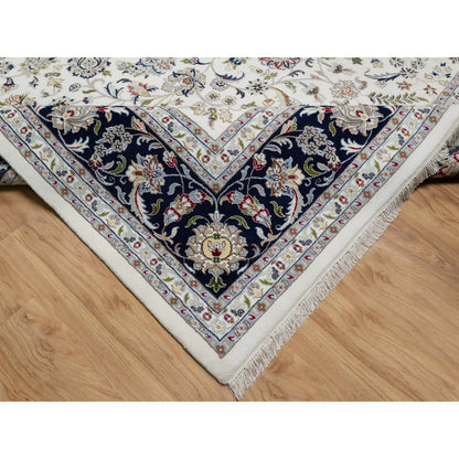 Traditional Wool & Silk Hand Knotted Rug Ivory 10.2X14.0  -O091057