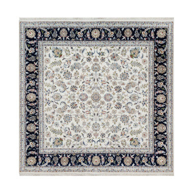 Traditional Wool & Silk Hand Knotted Rug Ivory7.8X7.9  -O091058