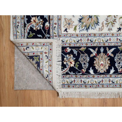 Traditional Wool & Silk Hand Knotted Rug Ivory7.8X7.9  -O091058