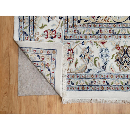 Traditional Wool & Silk Hand Knotted Rug Ivory 9.10X10.2  -O091059