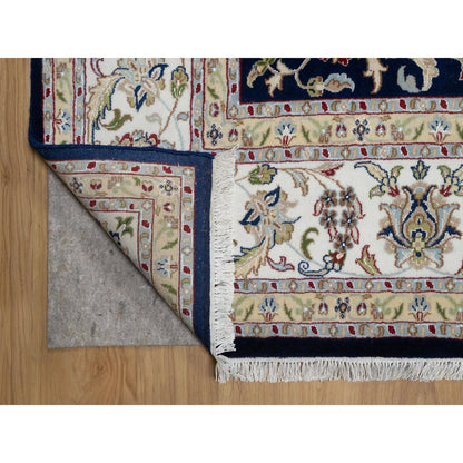 Traditional Wool & Silk Hand Knotted Rug Blue 8.10X12.2  -O091061