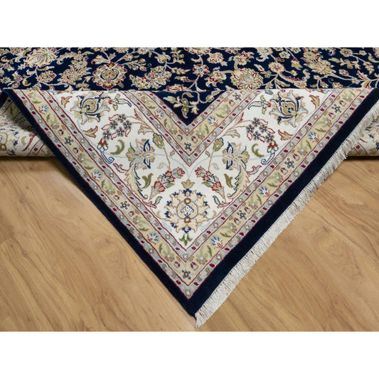Traditional Wool & Silk Hand Knotted Rug Blue 8.10X12.2  -O091061