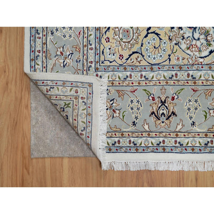 Traditional Wool & Silk Hand Knotted Rug Ivory 7.8X10.2  -O091074