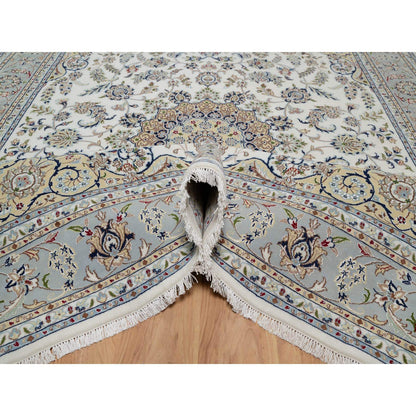Traditional Wool & Silk Hand Knotted Rug Ivory 7.8X10.2  -O091074