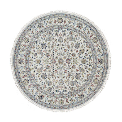 Traditional Wool & Silk Hand Knotted Rug Ivory 9.8X9.8  -O091075