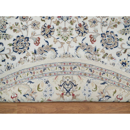Traditional Wool & Silk Hand Knotted Rug Ivory 9.8X9.8  -O091075