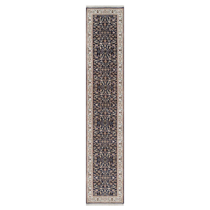 Traditional Wool & Silk Hand Knotted Rug Blue 2.6X13.3  -O091076