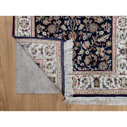 Traditional Wool & Silk Hand Knotted Rug Blue 2.6X13.3  -O091076