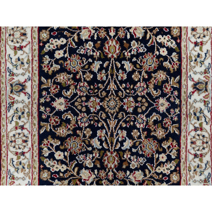 Traditional Wool & Silk Hand Knotted Rug Blue 2.6X13.3  -O091076