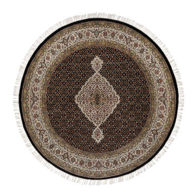 Traditional Wool Hand Knotted Rug Black 4.10X4.10  -O091077