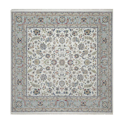 Traditional Wool & Silk Hand Knotted Rug Ivory 10.1X10.2  -O091079