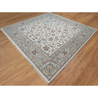 Traditional Wool & Silk Hand Knotted Rug Ivory 10.1X10.2  -O091079