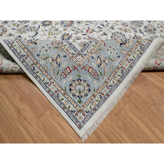 Traditional Wool & Silk Hand Knotted Rug Ivory 10.1X10.2  -O091079