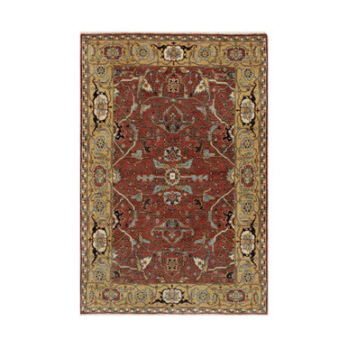 Traditional Wool Hand Knotted Rug Red 4.2X6.2  -O091080