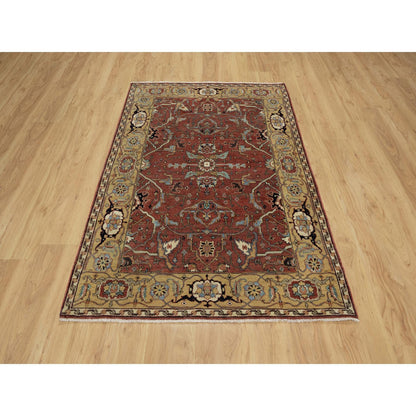 Traditional Wool Hand Knotted Rug Red 4.2X6.2  -O091080