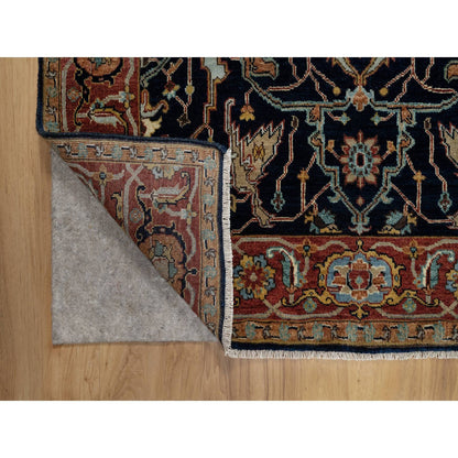 Traditional Wool Hand Knotted Rug Blue 4.1X6.2  -O091081