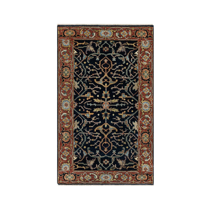 Traditional Wool Hand Knotted Rug Blue 3.1X5.2  -O091082