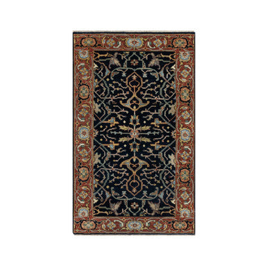 Traditional Wool Hand Knotted Rug Blue 3.1X5.2  -O091082