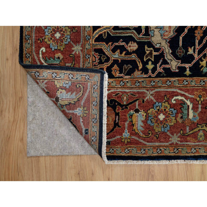 Traditional Wool Hand Knotted Rug Blue 6.2X9.2  -O091086