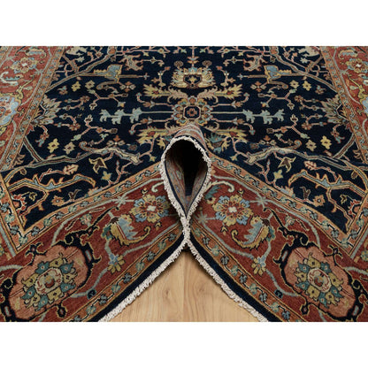 Traditional Wool Hand Knotted Rug Blue 6.2X9.2  -O091086